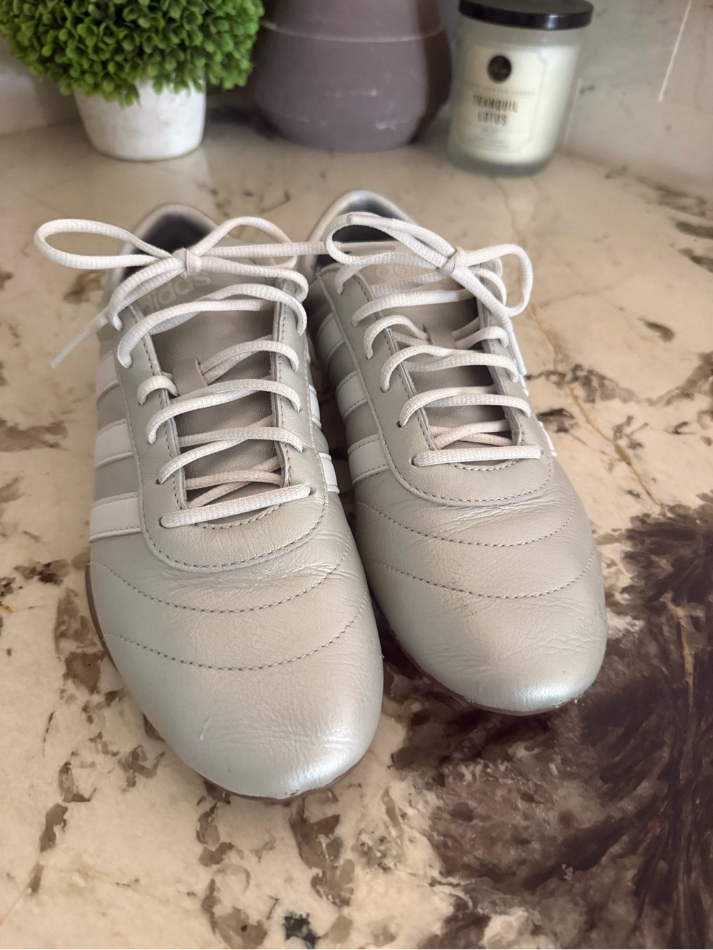 adidas Women's Light Gray Lace-Up Sneakers